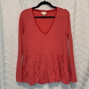 Anthropologie - Deletta Thea - pink tiered blouse